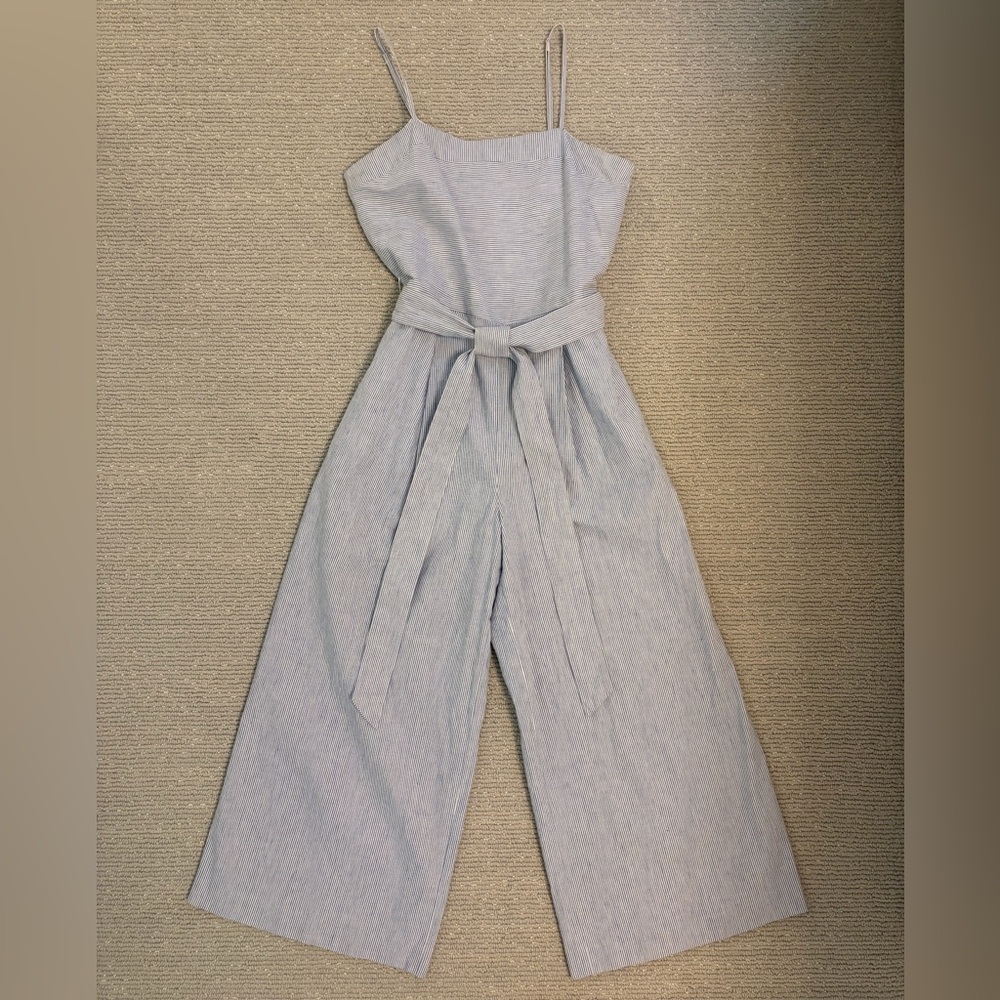 Banana Republic Jumpsuit Romper - Blue & White Striped size 4 Tall EUC